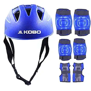 Kobo Skating Set Plastic Skating Cycling Protective Set with Helmet for Knee, Elbow and Palm Hand for 6-15 Years, Kids (Multi Colour) Full Protective Set