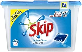 Skip - Lessive Capsules Active Clean Fra&icirc;cheur - 32 Dosettes