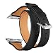 Produktbild Big-Mountain Für Apple Watch Series 4 | Leder Armband Strap Band | Bügel Doppelter Kreis Leder Band Ersatz Armband Silberne Schnalle Ersatzarmband Zubehör | 44mm (Schwarz)