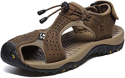Mengxx Summer Leather Sandals Men Beach Shoes Outdoor Shoes Light and Comfortable (9.5 UK = EU 45, Brown)