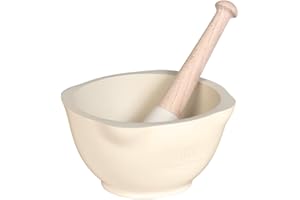 Emile Henry Eh020255 Mortier + Pilon Céramique Beige Argile 14 X 14 X 8 cm