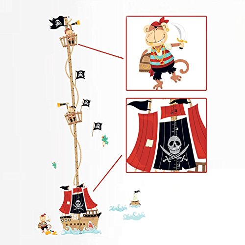 Preisvergleich Produktbild WandSticker4U- Wandtattoo Messlatte "Piratenschiff" / H: 1,58M / Wandsticker Wand Aufkleber Piraten Piratenflagge Deko Kinderzimmer Babyzimmerfür für Junge Kinder