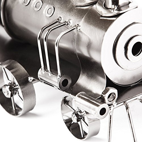 BRUBAKER Flaschenhalter Lokomotive Metall Skulptur Geschenk mit Geschenkkarte - 7