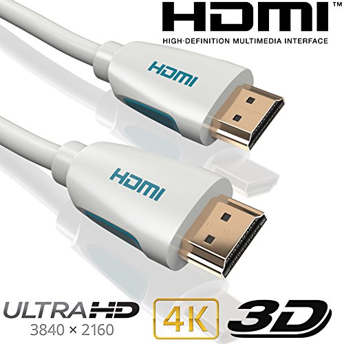 1,5m HDMI Kabel Weiß 1.4a / 2.0 Ultra HD 4k| High Speed with Ethernet | neues Modell 2016 / Kabel 3 fach geschirmt / inkl. Stecker- und Kontaktschirmung | 4K Ultra HD 2160p / Full HD 1080p | 3D / ARC / CEC |weiss 1.5 Meter - 4