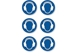 HAVATI Utilizzare la protezione dell'udito M003 – DIN EN ISO 7010 / ASR A1.3 – Adesivo: Ø 5 cm, 6 pezzi