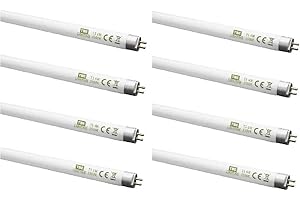 TBE Lighting, Lampade fluorescenti a tubo T5 da 8 W, 225 mm, CFL, attacco G5 a 2 pin, ad alta efficienza, colore bianco freddo 3500 K (confezione da 8)