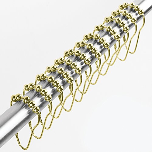 mDesign Duschvorhang-Ringe Edelstahl – 12 Duschvorhangringe mit praktischem Gleitsystem – Duschvorhang gleitet auf Rollen über die Duschstange – einfache Montage, stabile Halterung - 4