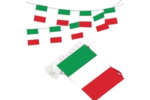 italienska flaggor, flagga vindtät, stor Italien, trefärgad trädgårdsflagga, 14 x 21 cm, 20 st, 5 meter