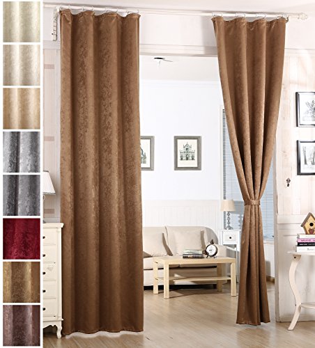 WOLTU VH5886cp Gardine Vorhang blickdicht , Verdunkelungsvorhang Thermovorhang mit Kräuselband , schwere Verdunkelungsgardine Crush Optik , 135x245cm , Cappuccino