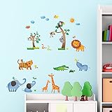 Decowall DW-1206 Wilde Tiere des Dschungels Wandsticker Wandaufkleber Wandtattoo Kinderzimmer - 4