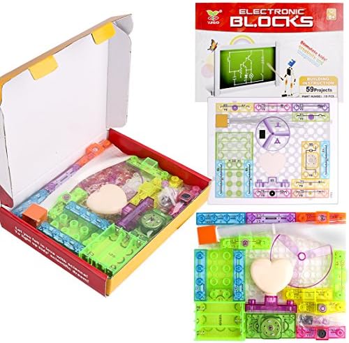 KeNeer Snap Circuits Building Blocks, Electronics Blocks Kit Simple Circuit Toys for Kids&amp;Children Present (59 Projects/19 Pcs)