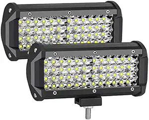 CAPE SHOPPERS 2 PCS 7 Inch Led Light Bars 96 PCS Led 13824LM Quad Row Waterproof Spot Led Light(7 INCH LED Light Bars(White))