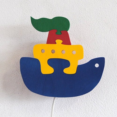 Preisvergleich Produktbild Kinderlampe Schiff Wandlampe Paulmann Holz Kinderleuchte bunt inkl. Schalter
