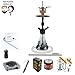 Produktbild Shisha Set Amy Deluxe komplett 2 Anschlüsse 2 Schläuche - Amy Small Rips Klick II (weiß / black) 50cm Kohleanzünder Naturkohle Kamin Tabak-Kopf Dampfsteine