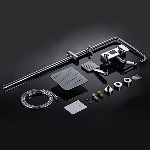 Homelody Duschsystem Drei-Funktionen-Duscharmatur mit LCD Wassertemperatur-Displayanzeige,Duschset mit Regendusche Handbrause Rainshower und Armatur für Duschen - 9