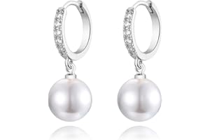 MASOP Perlenohrringe Creolen Silber 925/Gold Ohrringe Perlen Vergoldet für Damen Frauen Mädchen