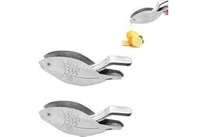 BestAlice Spremiagrumi manuale, per spremere il limone, in acciaio inox, portatile, per casa, bar, pesce, confezione da 2