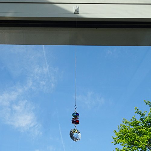 Fensterschmuck Kristall Sonne mit bunten Kristallsteinen Pendel Sonnenkristall Regenbogenkristall Feng Shui Kristallglas Mobile Länge ca. 50cm zum aufhängen - 7