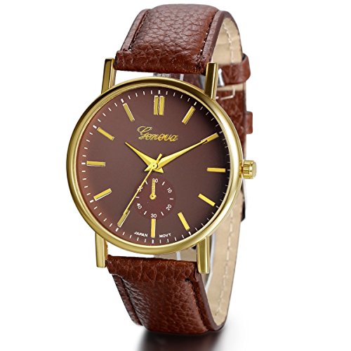 JewelryWe Herren Damen Armbanduhr, Fashion Business Casual Analog Quarz Leder Armband Uhr mit Einfach Zifferblatt, Kaffee JewelryWe Herren Damen Armbanduhr, Fashion Business Casual Analog Quarz Leder Armband Uhr mit Einfach Zifferblatt, Kaffee