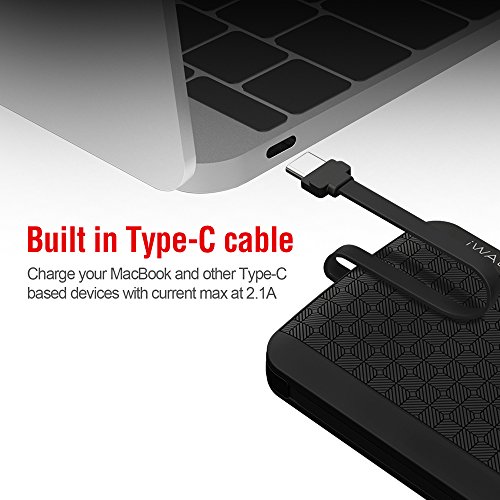 iWalk 8000mah avec Lightning USB Type-C Et Micro USB C  bles Batterie Externe Chargeur Slim Portable Compacte Int  gr  e Power Bank pour iPhone Samsun