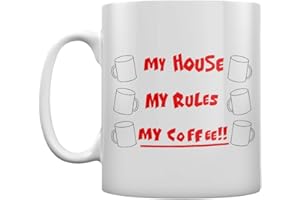Grindstore - Mug MY HOUSE MY RULES MY COFFEE (Taille unique) (Blanc/rouge)