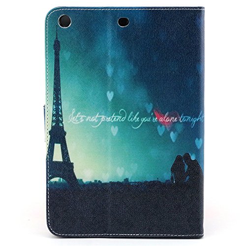 iPad Mini 3 Hülle, Deenor Night tower Pattern PU Leder Abdeckung Stand Flip Schutzhülle Hülle für Apple iPad Mini 1/2/3 Generation. (Night tower) - 2