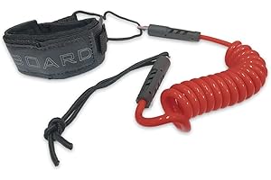 iBOARD Laisse enroulée pour bodyboard - 1,2 m - Accessoires de surf - Laisse de rechange pour planche de surf - Rouge et jaune