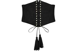 SCARLET DARKNESS Women Wide Corset Belt Elastic Waist Belt Lace-up Vintage Belts for Dresses