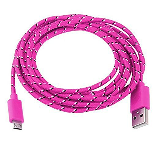 DaoRier Micro USB Kabel 2m Handy Ladekabel USB A Stecker auf Micro USB Metallstecker Nylonmantel Nylon Geflochtenes für Android Smartphones Samsung Galaxy Huawei Rote Rose - 6