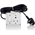 Hi-Plasst 3pin Extension Board for Home Wall (1+1) with Long Cable 4 Yard Cord and 6 amps Plug Top, Anchor Assembled Electrical Switch Box Bijli Board, 6A-230V