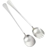Pevlkawr Salad Server Set 28 cm 2 Pieces Salad Cutlery Spoon and Fork Stainless Steel Salad Spoon for Ramen Kitchen Parties