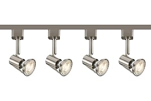 MANNINGHAM LIGHTING Adjustable Multi Directional Track 2M 2 Meter 4 Spot Lights Ceiling Mounted Kitchen Exhibition Track Rail Tape Spotlight Lighting Single Circuit 5W GUI10 LED Brushed Chrome