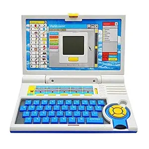 ZARA TOYS 20 Activities & Games Fun Laptop Notebook Computer Toy for Kids Test Notebook Laptop Toy (Blue)