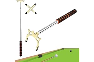 FIGFYOU Billard Queue Versenkbare Einziehbarem Billard Queue Stick Brücke Halter Billard Zubehör Queue Halter mit 3 Abnehmbarem Messing Brücken Kopf Billard Pool Queue Zubehör für Pool Tisch(Golden)