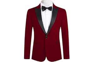 Allthemen Blazer para Hombre Trajes Slim Fit Velvet One Button Suit Chaqueta de Esmoquin