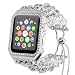 Produktbild KOBWA kompatibles Apple Watch Armband, Ersatz-Armband mit Hülle zusammen, modisches elastisches Stretch-Armband für Apple iwatch Serie 4/3/2, 38 mm, 40 mm, 42 mm, 44 mm Zubehör, Frauen und Mädchen Silver (42mm/44mm)