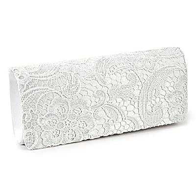 SODIAL(R) Sac Baguette Porte Main epaule Pochette de Soiree Portefeuille en Dentelle Floral Style Besace Mode pour Femme Fille Blanc