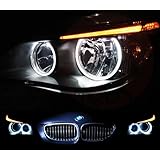 4x White LED Angel Eye Headlight Halo Ring Daytime Light 501 W5W Canbus Bulb For E60 E61 5 Series Pre LCI
