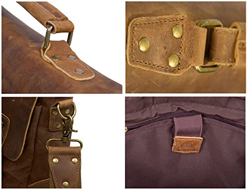 ECOSUSI Aktentasche Messenger Bag Damen Umhängetasche Herren Schultertasche Leder Tasche - 7