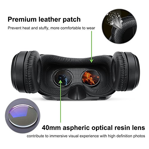 3D VR Brille, HAMSWAN G04EA 3D VR Briller Virtual Reality GlÃ¤ser mit eingebautem Headset 120 Grad FOV und Multifunktionsknopf Kompatibel mit iPhone, Samsung und anderen 4.0