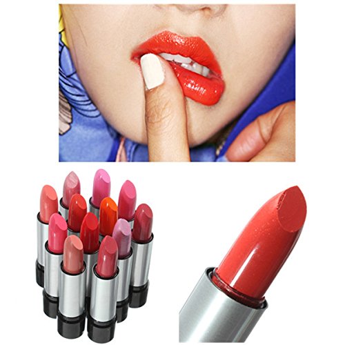 LUCKYFINE 12 PCS Beauty Kosmetik Make-up Langlebige helle Lippenstift set - 2