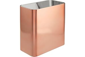 mDesign Poubelle rectangulaire - Poubelle compacte pour salle de bain, bureau et cuisine avec suffisamment d'espace pour les ordures - Corbeille à papier en métal - Rose