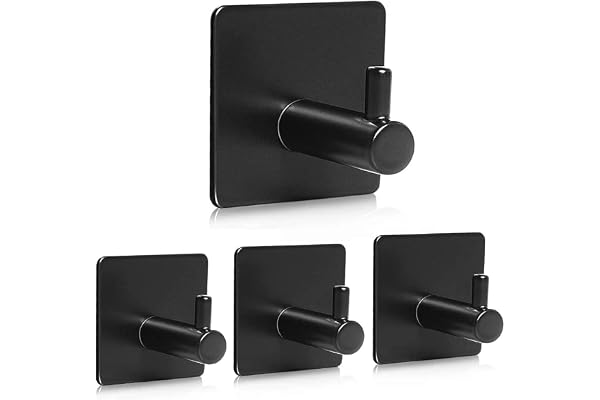 Jialto Adhesive Hooks Heavy Duty Stick on Wall Towel Hooks Door Hooks Waterproof Stainless Steel Adhesive Holders for Hanging Clothes Bathroom 4 Pack