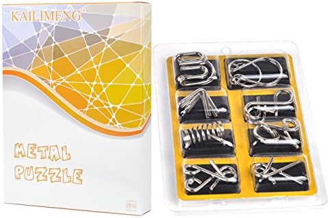 KAILIMENG Brain Teaser Metal Wire IQ Puzzle - Mind Game 3D Ring Jigsaw, Set of 8