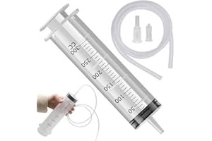 SRXWO Spritze mit Schlauch 300ml, Große Spritzen für Flüssigkeiten Öl Kleber Applikator, 300cc Spritze mit Katheter für Hydroponik Messung Pflanzen Bewässerung Haustierfütterung