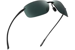 Jim Halo Polarized Sunglasses Men TR90 Rimless Frame, Sports Wrap Around Sunglasses for Running Baseball Fishing Cycling Driving