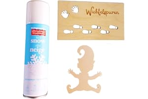 ANISTA-INDUSTRIES Wichtelschablone Fußabdrücke Wichteltür Zubehör Weihnachtswichtel Elf (Schneespray mit Schablonen)