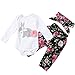 Produktbild 3/Set Herbst Baby Mädchen 3D Pfingstrose drucken Strampler + Hose + Kopfband (80)