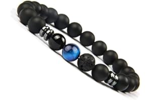 UEUC Chakra Balance Yoga Bracelet en Pierre d'onyx Naturel Bracelet diffuseur pour Les Hommes et Les Femmes
