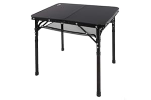 AKTIVE Petite Table Pliante, Noire, 60X45X27, 56 cm, Hauteur Réglable, Butées Antidérapantes, Supporte 30 kg, Poignées de Transport, Comprend Un Filet auxiliaire Amovible, Tables de Camping, Plage